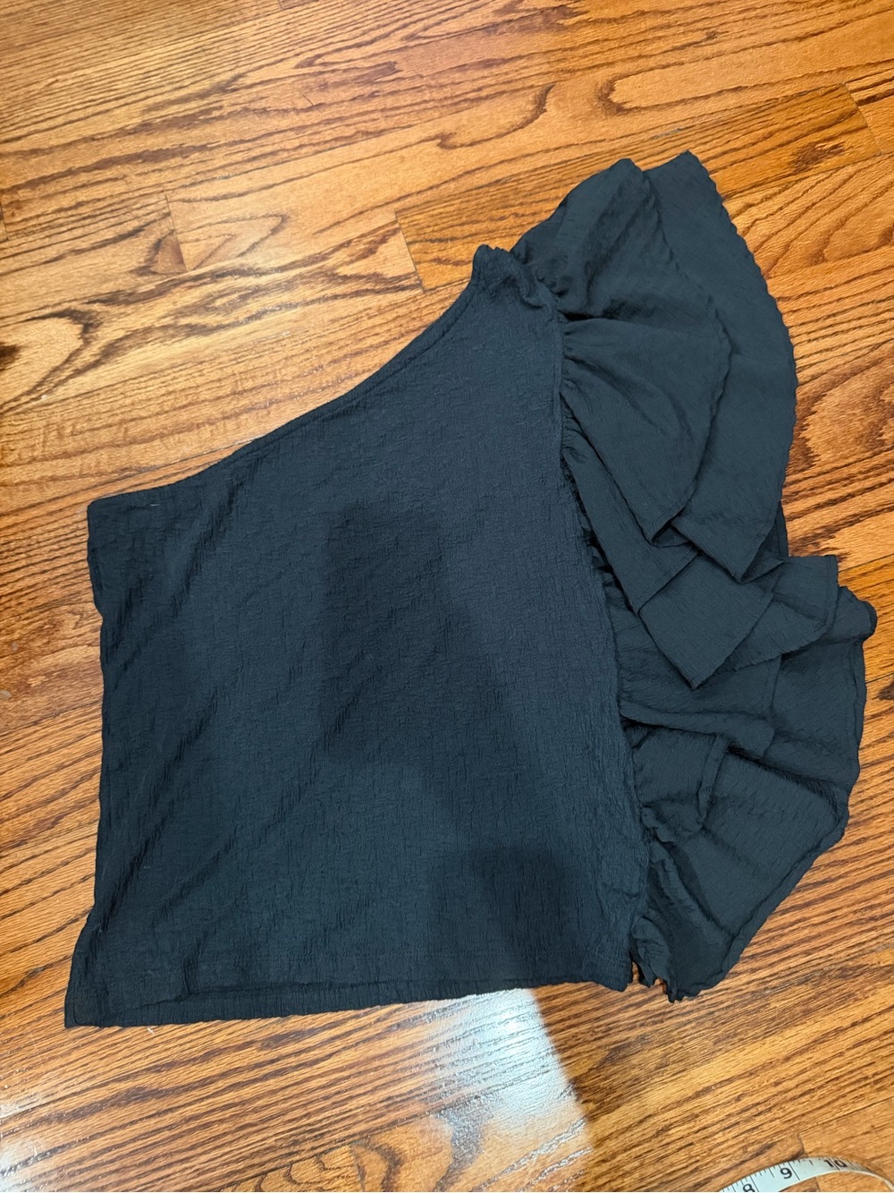 Anthropologie one-Shoulder Black Ruffle Top